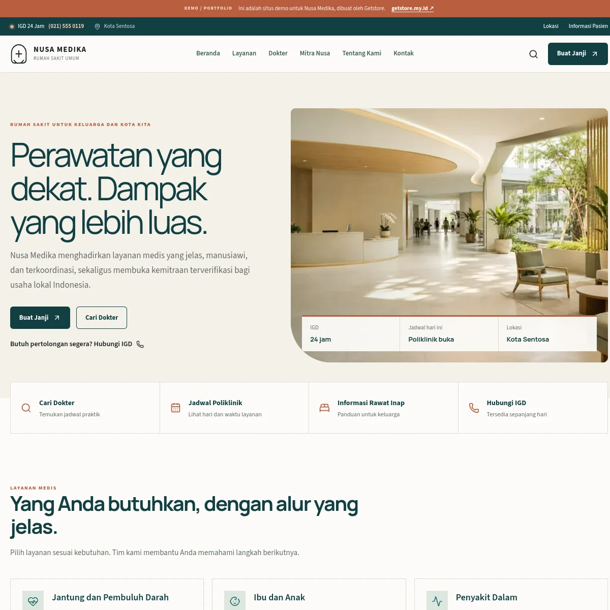 Pratinjau website Nusa Medika