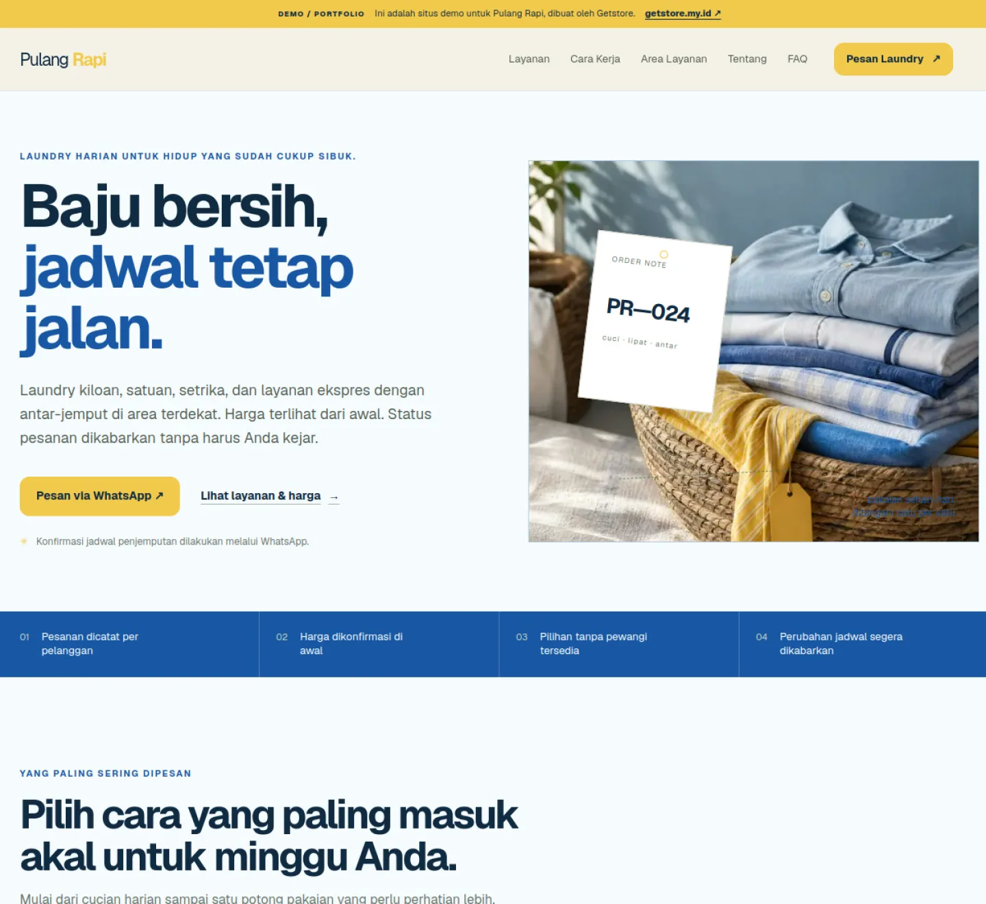 Pakaian bersih yang dilipat rapi