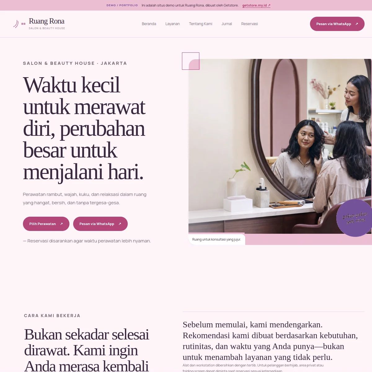 Pratinjau website Ruang Rona